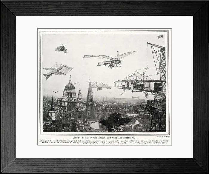 Framed Print : If Airship Inventors are Successful 1908