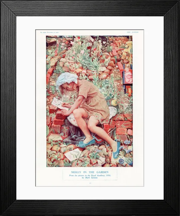 Framed Print : Molly in the Garden by Mark Symons, a painter working in the realist style between the wars. Date: 1930