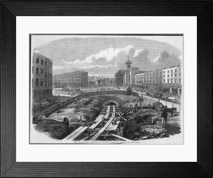 Framed Print : Building underground railway near Kings Cross, London Framed Print : Building underground railway near Kings Cross, London
