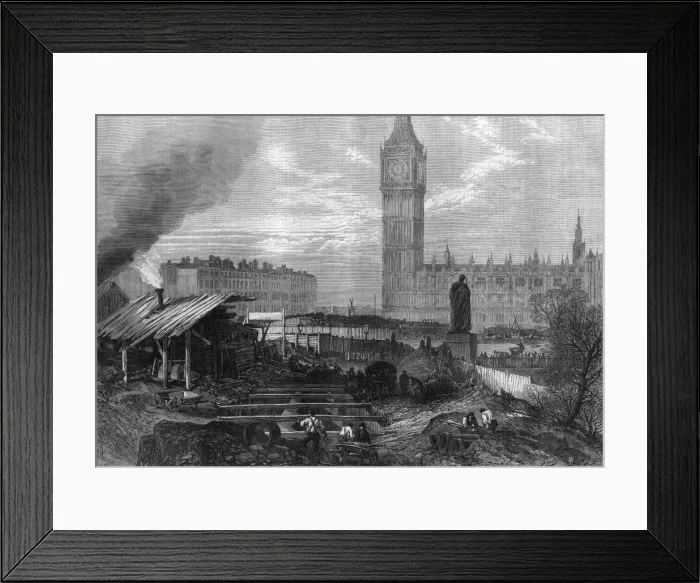 Framed Print : Underground construction work, Westminster, London 1867 Framed Print : Underground construction work, Westminster, London 1867
