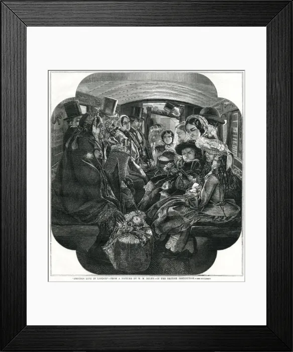 Framed Print : Inside a crowded horse bus, London Framed Print : Inside a crowded horse bus, London