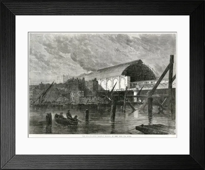 Framed Print : Construction of Charing Cross Station, London 1864 Framed Print : Construction of Charing Cross Station, London 1864
