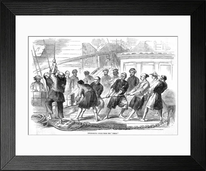Framed Print : Landing opium from the Pekin at Hong Kong Framed Print : Landing opium from the Pekin at Hong Kong