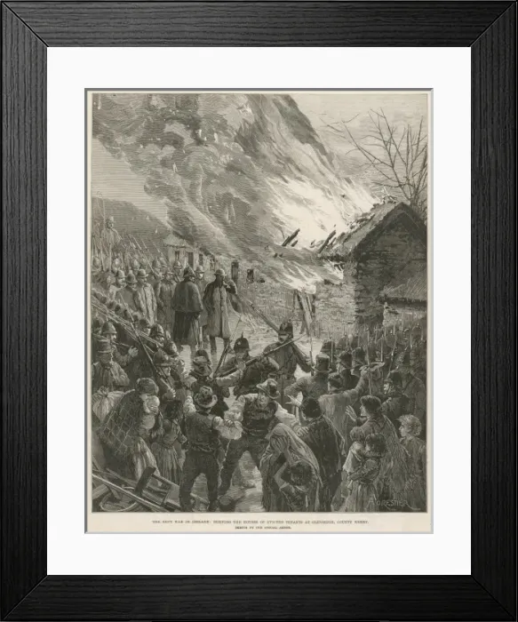 Framed Print : Homes in County Kerry set alight after evictions