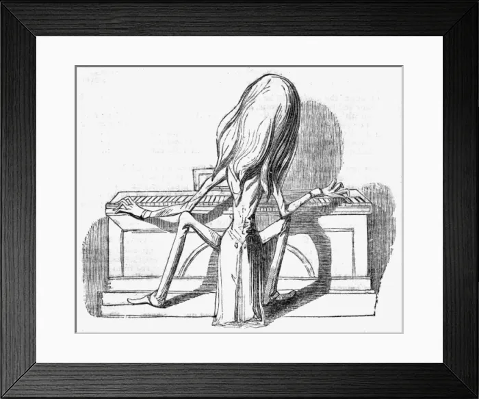 Framed Print : Caricature of Franz Liszt at the keyboard