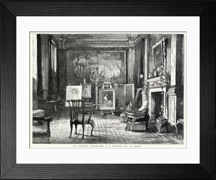 Framed Print : Sir John Everett Millais (1829 - 1896), Pre-Raphaelite artist, relaxing in his studio Date: 1877 Framed Print : Sir John Everett Millais (1829 - 1896), Pre-Raphaelite artist, relaxing in his studio Date: 1877
