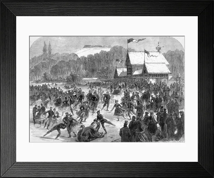 Framed Print : Napoleon III skating on a pond in winter 1867 Framed Print : Napoleon III skating on a pond in winter 1867