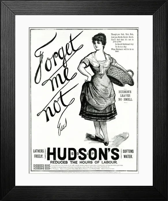 Framed Print : Advert for Hudsons Soap 1890 Framed Print : Advert for Hudsons Soap 1890