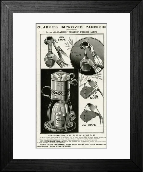 Framed Print : Advert for Clarkes babies food warmer 1892
