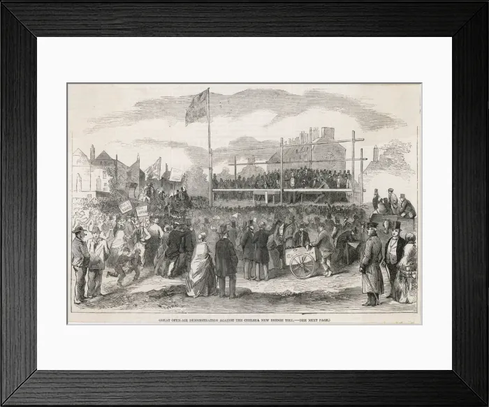 Framed Print : Demonstration against the toll on Chelsea Bridge, London