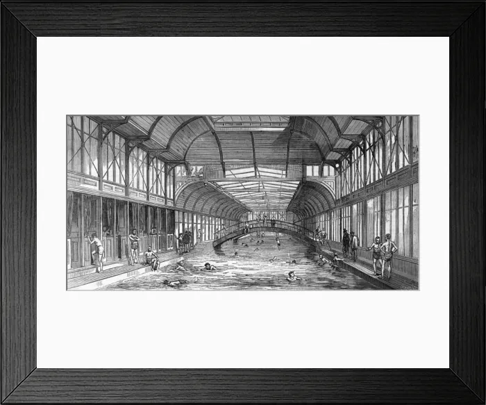 Framed Print : Floating swimming bath in the Thames at Charing Cross Framed Print : Floating swimming bath in the Thames at Charing Cross