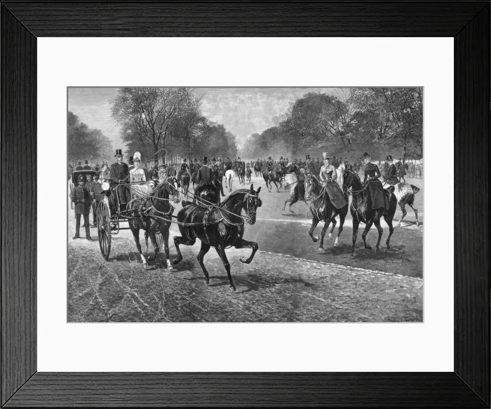 Framed Print : Fashionable riders in Rotten Row, Hyde Park, London Framed Print : Fashionable riders in Rotten Row, Hyde Park, London