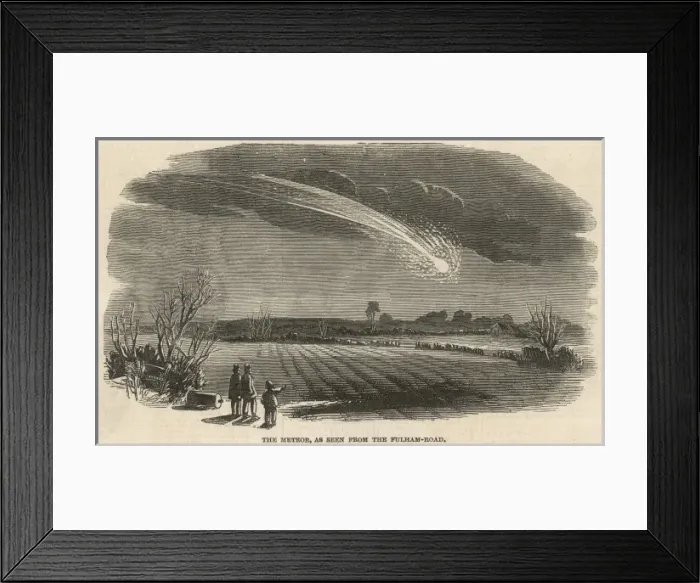 Framed Print : Meteor seen above fields from Fulham Road, London Framed Print : Meteor seen above fields from Fulham Road, London