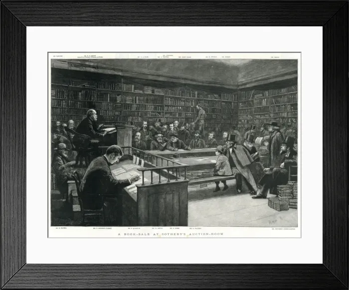 Framed Print : Book sale at Sothebys auction house, London Framed Print : Book sale at Sothebys auction house, London