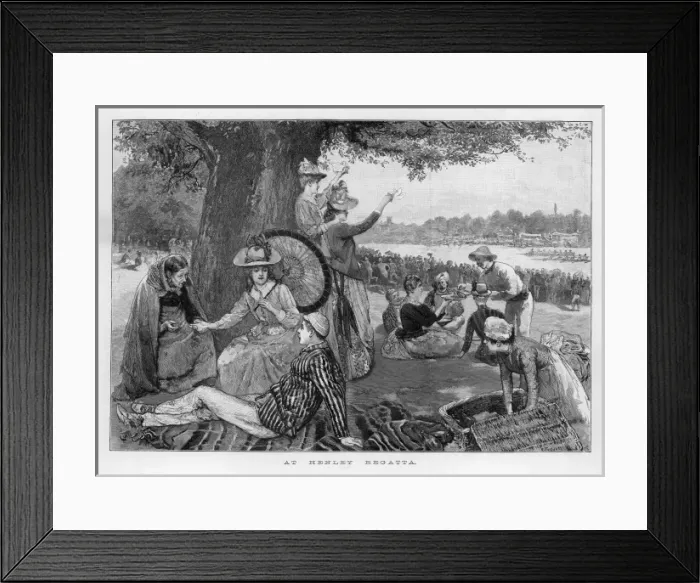 Framed Print : Party of people picnicking at Henley Regatta Framed Print : Party of people picnicking at Henley Regatta