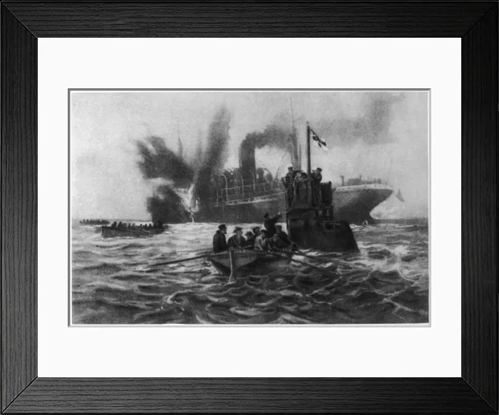Framed Print : Sinking of Brit Steamer