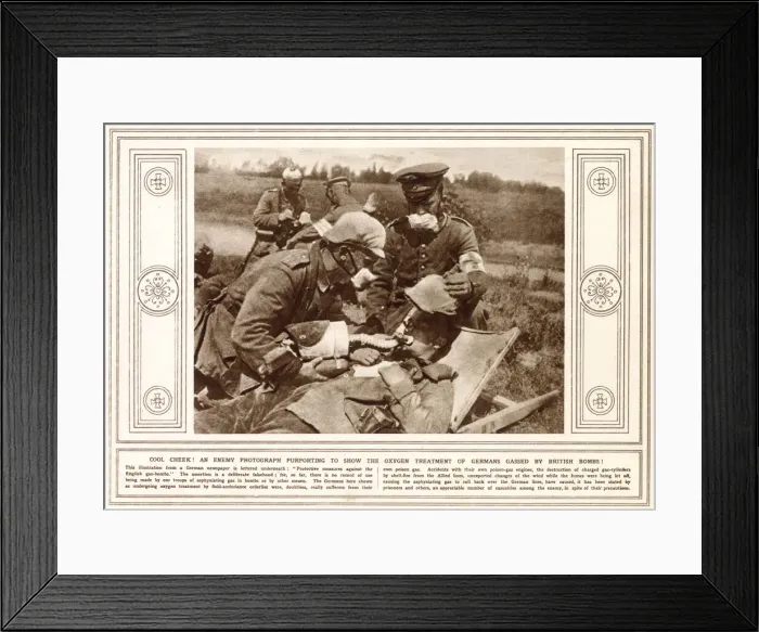 Framed Print : Victims of an alleged British gas attack are treated by German medics. Date: 1915 Framed Print : Victims of an alleged British gas attack are treated by German medics. Date: 1915