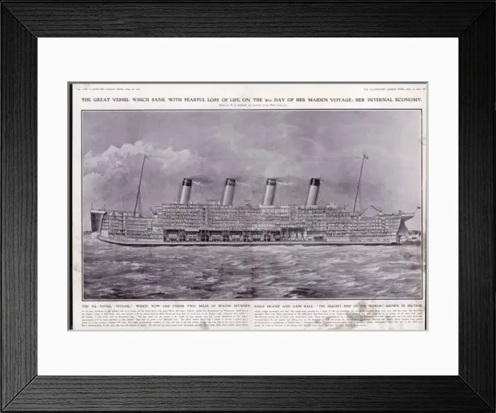 Framed Print : Titanic Cross-Section Framed Print : Titanic Cross-Section