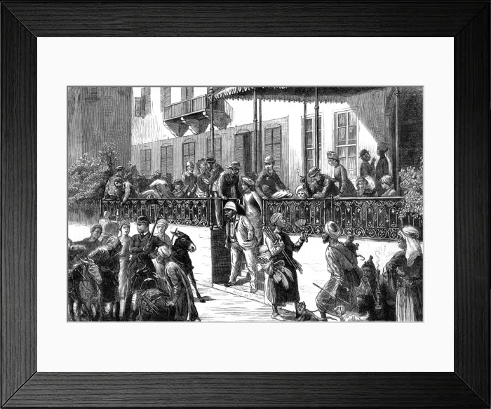 Framed Print : Tourists on the Verandah of Shepheards Hotel Cairo Framed Print : Tourists on the Verandah of Shepheards Hotel Cairo