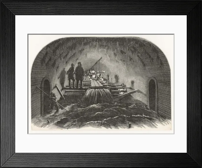Framed Print : DRAINAGE. Londons sewers : repairing the Fleet Sewer beneath Fleet Street