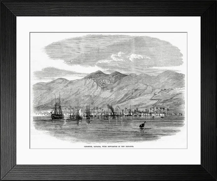 Framed Print : KINGSTON with Newcastle on the hillside in the distance Date: 1865 Framed Print : KINGSTON with Newcastle on the hillside in the distance Date: 1865