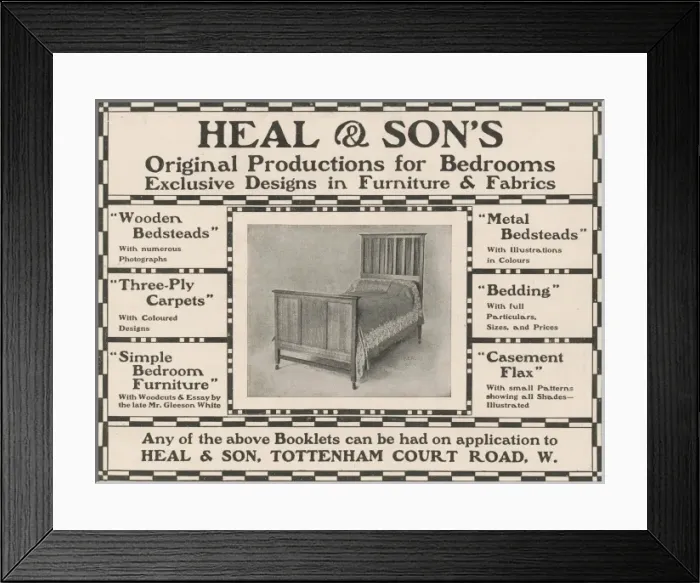 Framed Print : Heals Bed Advert