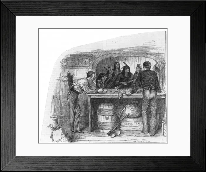 Framed Print : Bartering Furs for Guns Framed Print : Bartering Furs for Guns