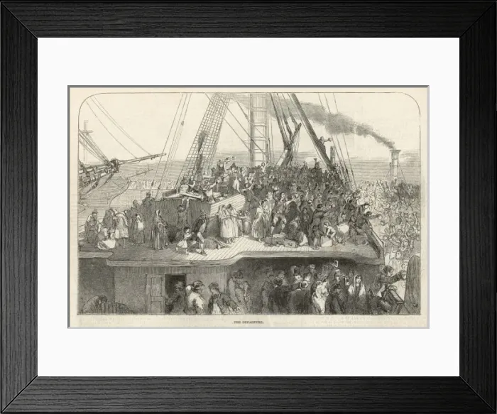 Framed Print : Emigrant Ship Departs
