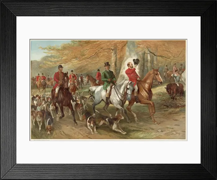 Framed Print : Edward, Prince of Wales, and Lord Cork, with the Royal Stag Hounds Date: 1885 Framed Print : Edward, Prince of Wales, and Lord Cork, with the Royal Stag Hounds Date: 1885