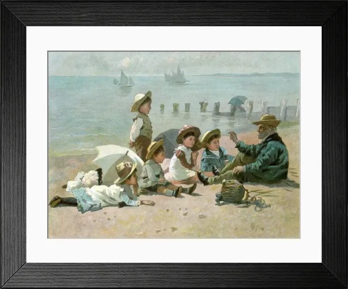 Framed Print : Storytelling to children on the beach during the summer Framed Print : Storytelling to children on the beach during the summer
