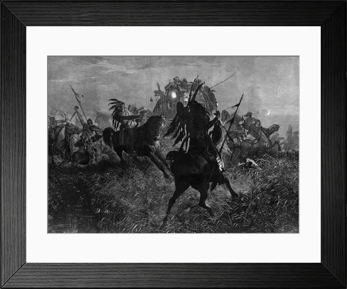 Framed Print : Indians Attack Coach / Iln Framed Print : Indians Attack Coach / Iln