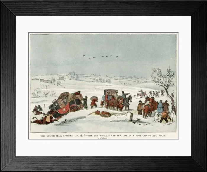 Framed Print : Louth mail in snow 1836 Framed Print : Louth mail in snow 1836