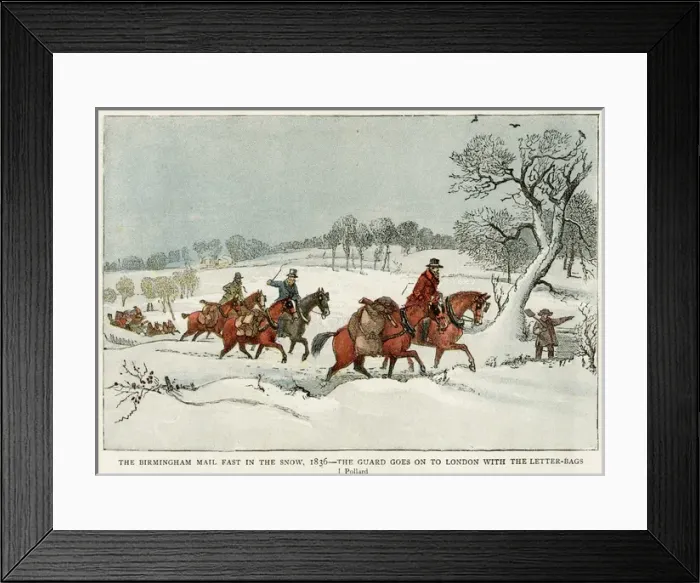 Framed Print : Birmingham mail in snow 1836