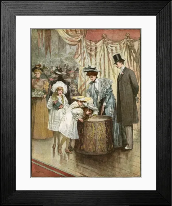 Framed Print : BRAN TUB. Children plunge their arms into the Bran Tub to obtain their present at a party Framed Print : BRAN TUB. Children plunge their arms into the Bran Tub to obtain their present at a party