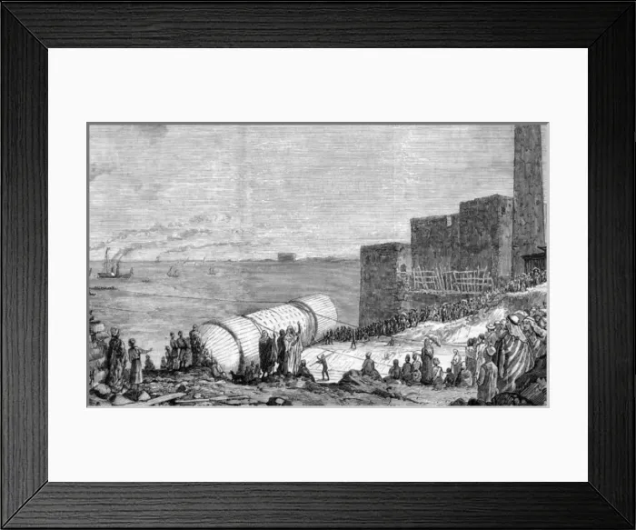 Framed Print : Transporting the obelisk: launch of Cleopatras needle, 1877 Framed Print : Transporting the obelisk: launch of Cleopatras needle, 1877