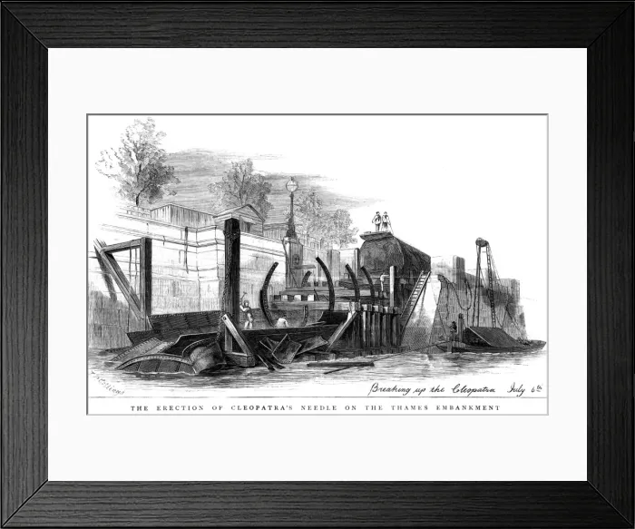 Framed Print : Transporting the obelisk: Cleopatras needle erected, London Framed Print : Transporting the obelisk: Cleopatras needle erected, London