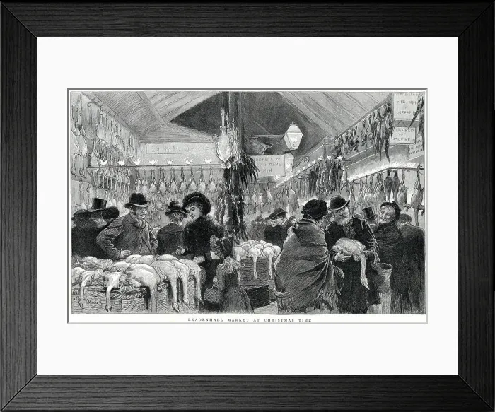 Framed Print : Christmas goose at Leadenhall Market, London 1884 Framed Print : Christmas goose at Leadenhall Market, London 1884