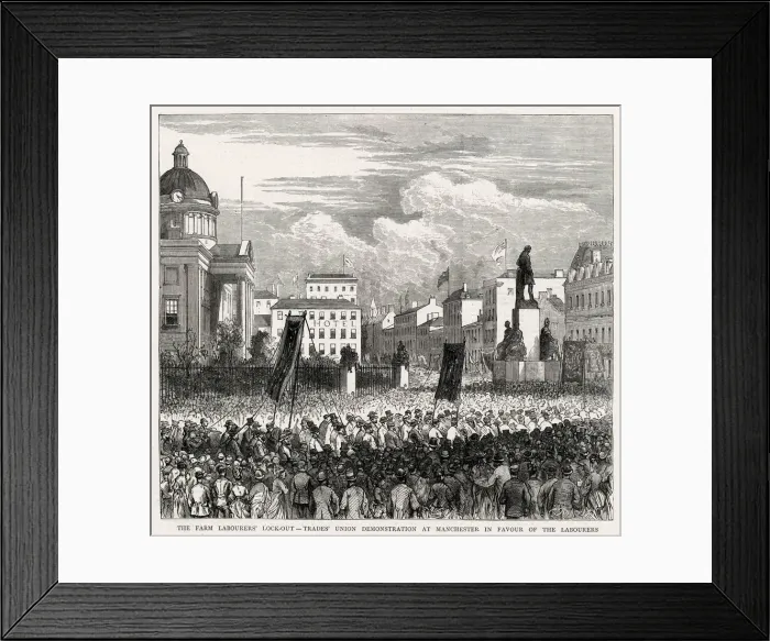 Framed Print : Trade Unionists marching through Manchester in support of locked-out farm labourers
