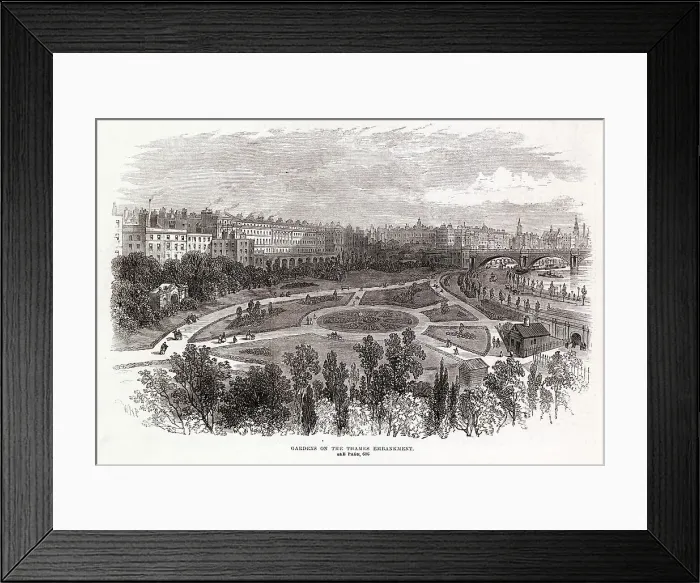 Framed Print : Embankment Gardens (near Charing Cross Station). Date: 1872 Framed Print : Embankment Gardens (near Charing Cross Station). Date: 1872