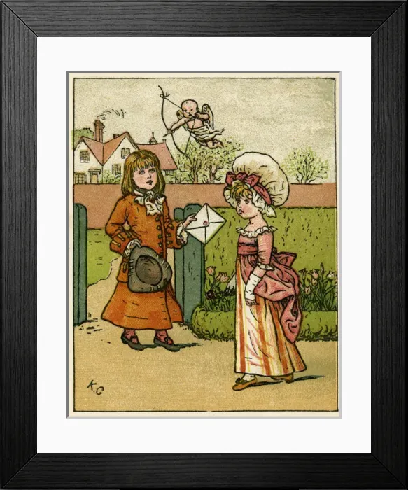 Framed Print : Valentines card to his true love, by Kate Greenaway Framed Print : Valentines card to his true love, by Kate Greenaway