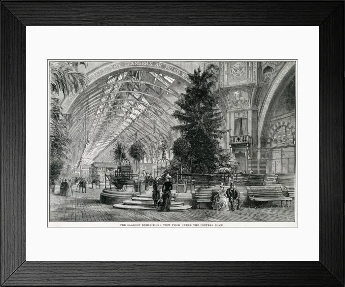 Framed Print : The Glasgow Exhibition, view from under the central dome. Date: 1888