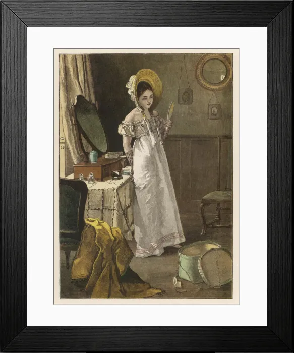 Framed Print : GIRL / NEW BONNET C. 1820 Framed Print : GIRL / NEW BONNET C. 1820