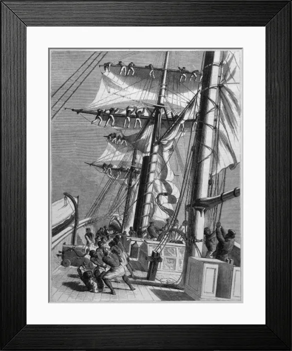 Framed Print : Taking in Sail 1880
