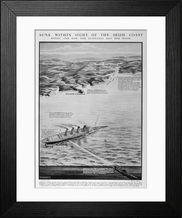 Framed Print : HOW LUSITANIA SANK