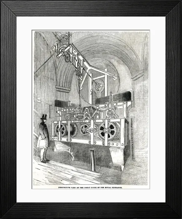 Framed Print : Royal Exchange, clock 1844 Framed Print : Royal Exchange, clock 1844