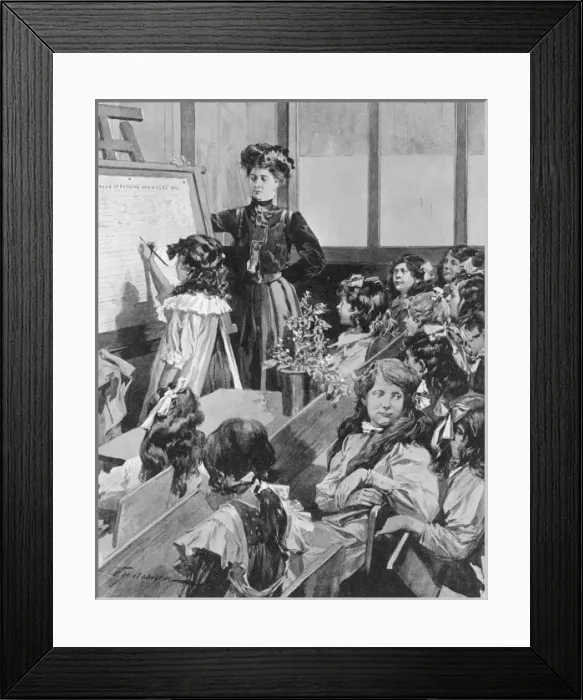 Framed Print : Girls in Class / Iln 1911 Framed Print : Girls in Class / Iln 1911
