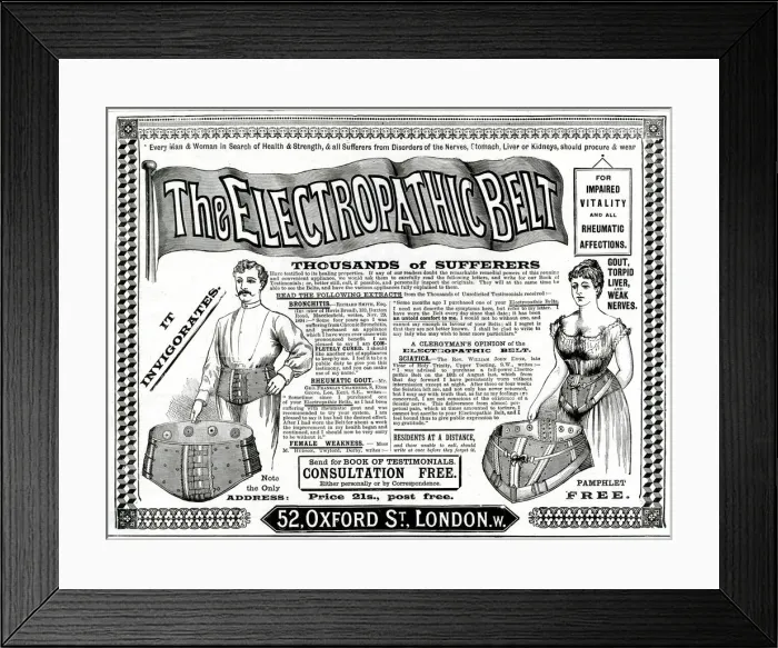 Framed Print : Advert for Harness Electropathic Corset Belts 1895 Framed Print : Advert for Harness Electropathic Corset Belts 1895