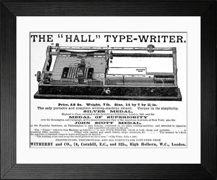Framed Print : Hall type-writer Framed Print : Hall type-writer