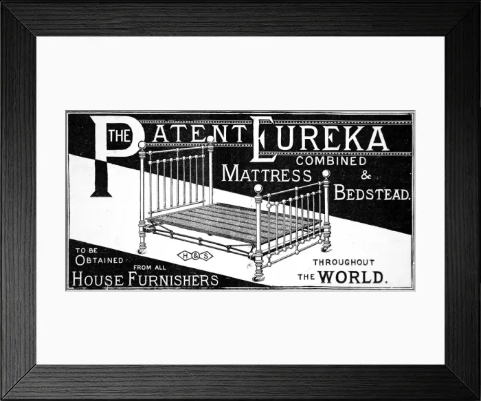 Framed Print : Patent Euraka Mattress and Bedstead Framed Print : Patent Euraka Mattress and Bedstead