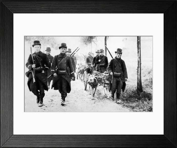 Framed Print : Belgian soldiers retreat Framed Print : Belgian soldiers retreat